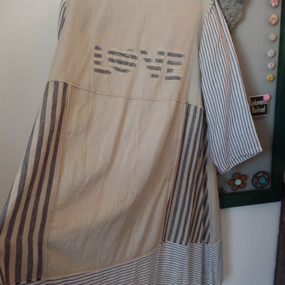 Paper Lace LOVE Kimono Linen Jacket Hi-Lo Shift OS NWOT - Picture 6 of 9